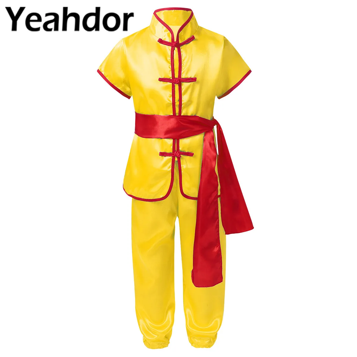 Комплект одежды в китайском стиле для детей атласная униформа боевых искусств