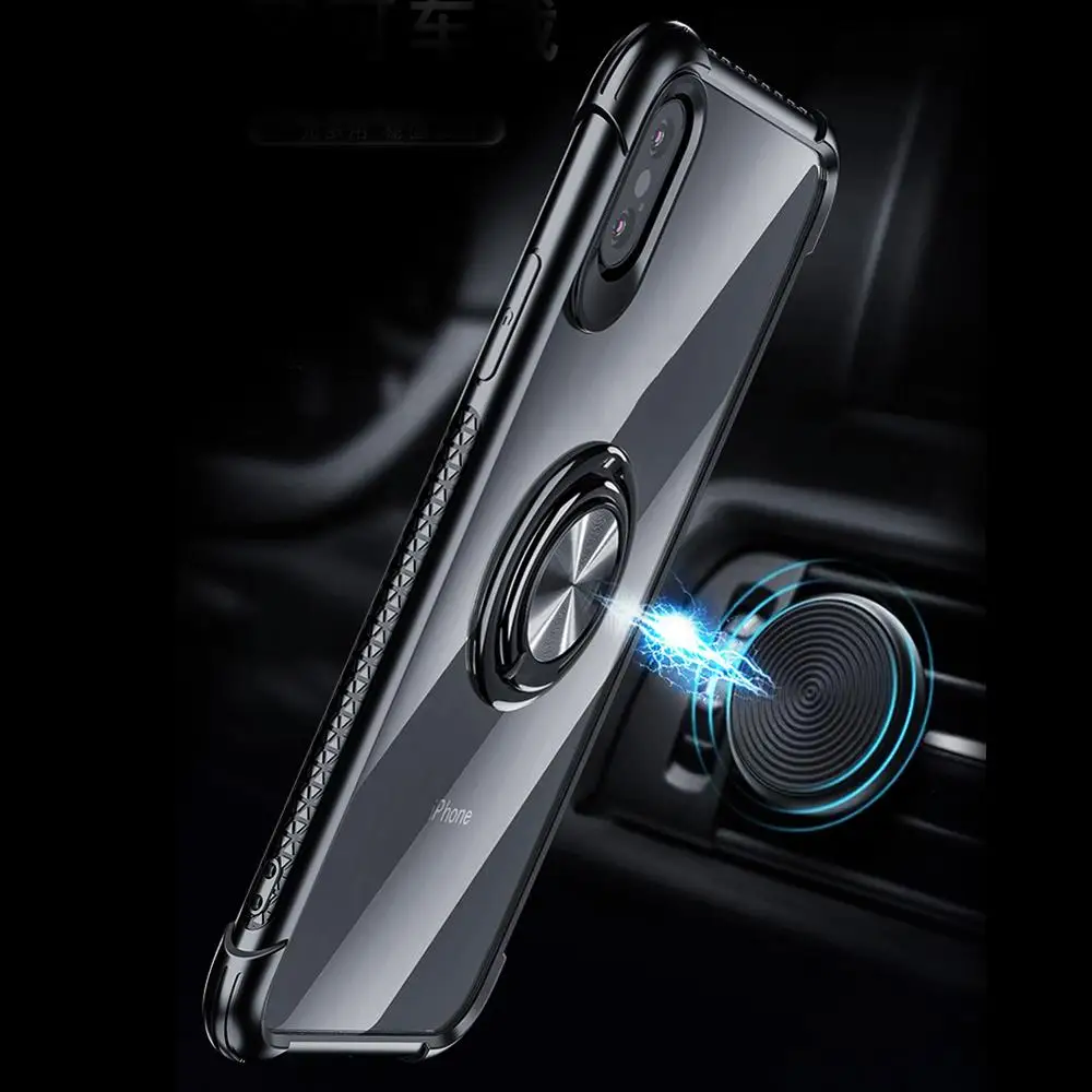 Прозрачный чехол из ТПУ для iPhone 2019 11 XS MAX XR X 8 8P 7 P 6 6s с держателем в виде кольца на