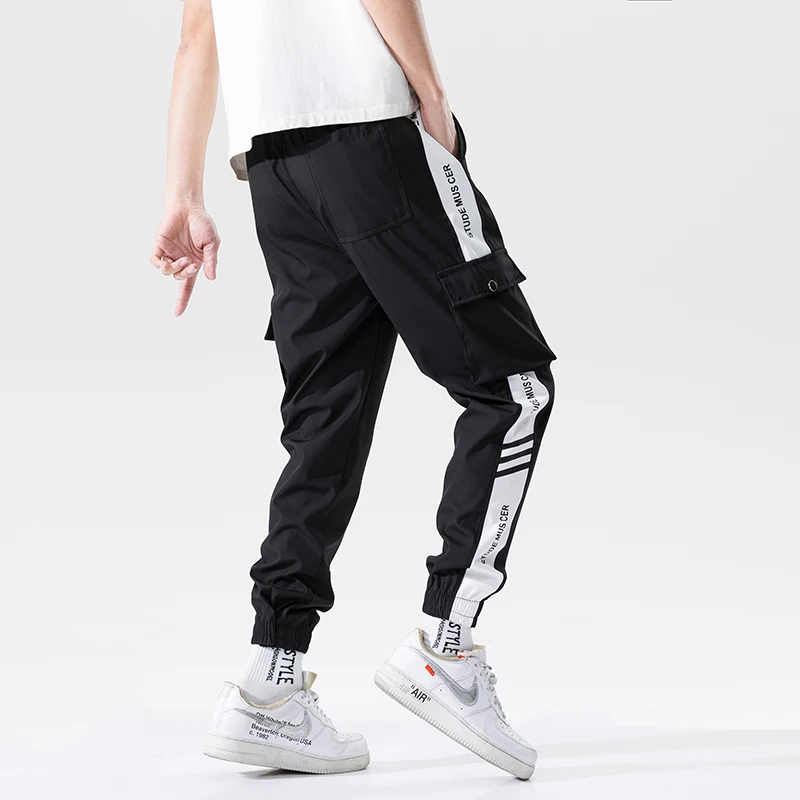 Харадзюку брюки для бега мужская Японская уличная одежда военные брюки-карго