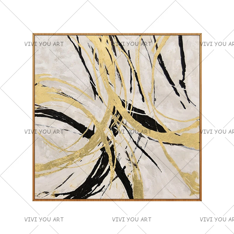 Золотые круги ручной работы 1 шт. Современная абстрактная картина маслом на