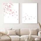 Постеры и принты с изображением цветущей вишни, японские весенние цветы, минималистичные настенные картины сакуры, домашний декор