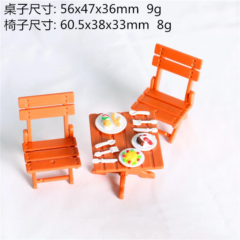 

Mini Furniture Model Square Dining Table And Chair In Dollhouse Miniature Food Playing Scene