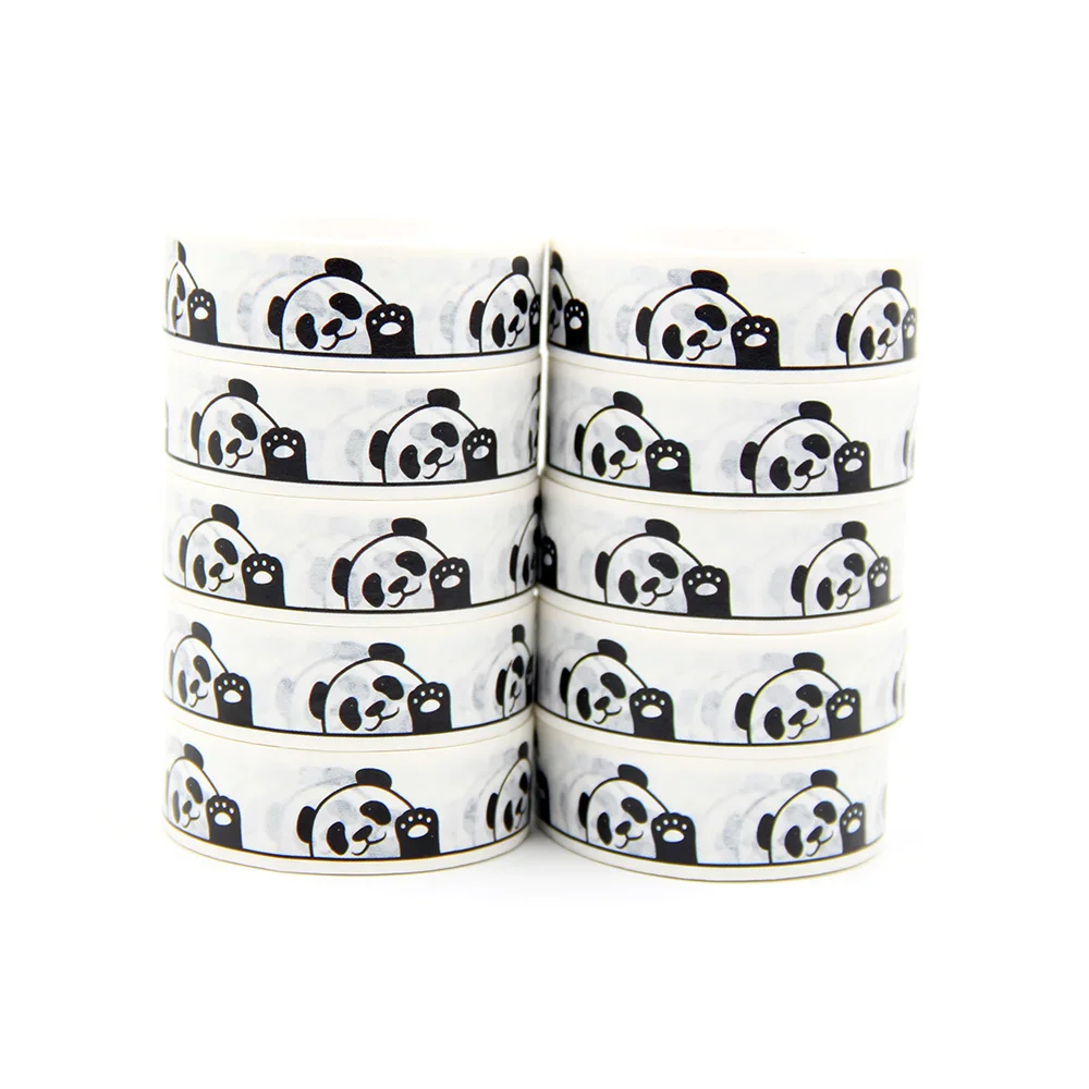 

10pcs/Lot 15mm x 10m Baby Panda Waving Paw Cartoon Washi Tape Scrapbook Paper Masking Adhesive Washi Tape Set