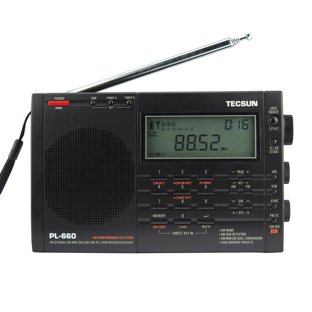 

TECSUN PL-660 high quality Portable Radio FM stereo, MW/LW/SW and SSB with Rechargeable Battery for family
