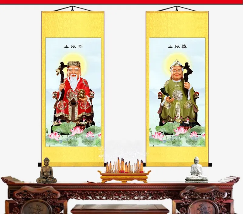 

Картина из шелковых свитков Land lady, шелковые портреты Taoist Immortals