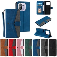 flip wallet phone cases for xiaomi mi 11 10t pro 10 lite poco x3 nfc m3 redmi note 10 9t pu leather card covers splicing fundas