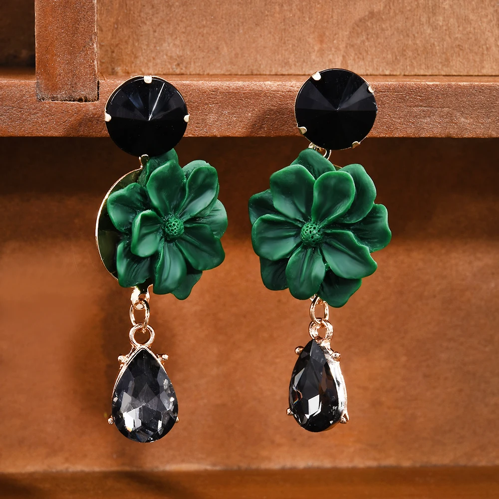 Винтажные украшения серьги кольцо в стиле бохо с большими цветами Висячие