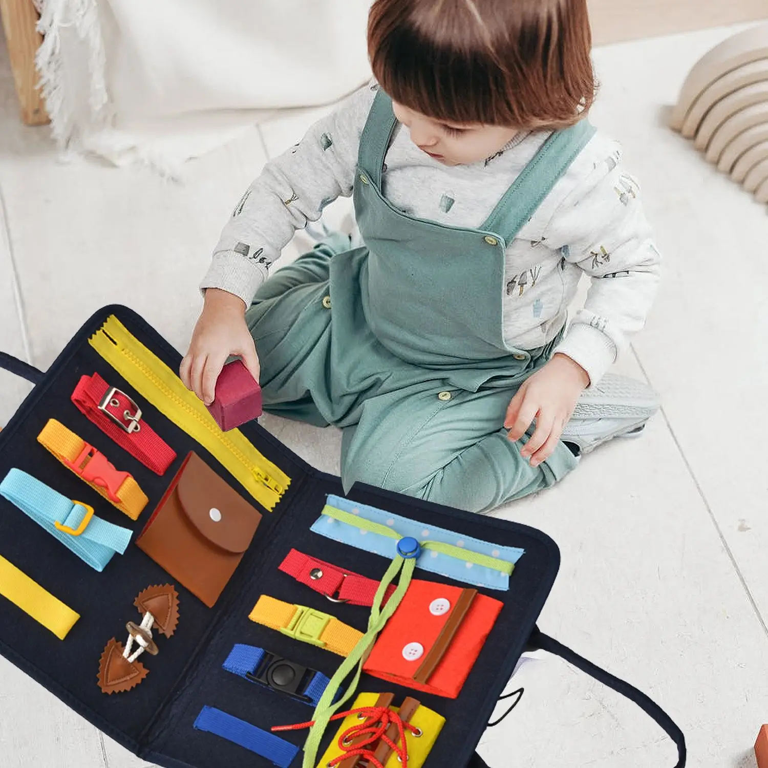 

Children'S Educational Dressing Board Toddler Zippered Button Activity Busy Board Montessori Teaching Education Equipment Toys