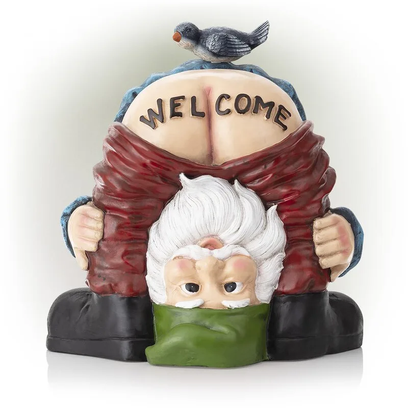 

Забавная приветственная статуя гнома с птицей, декоративная игрушка в виде розыгрыша, карликовая полимерная кукла для сада, входа, 13,8*15 см, JY