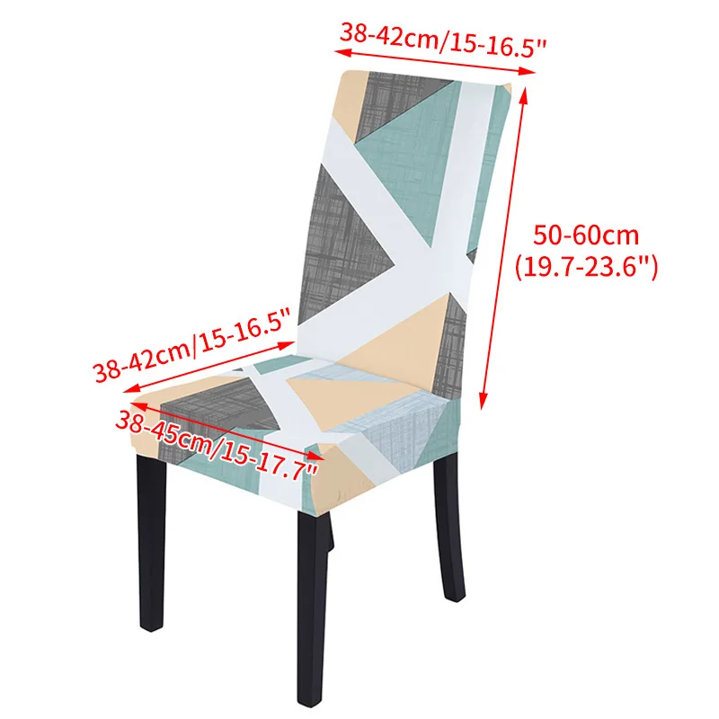 Чехлы на стулья с геометрическим принтом из спандекса в скандинавском стиле