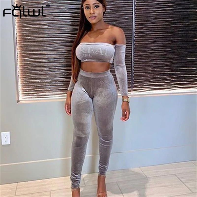 FQLWL Бархатный комплект из двух предметов женский костюм Клубные наряды с