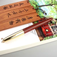 luxury quality brand red wood fountain pen brass copper calligraphy golden 0 5 nib ink pen business office school supplies