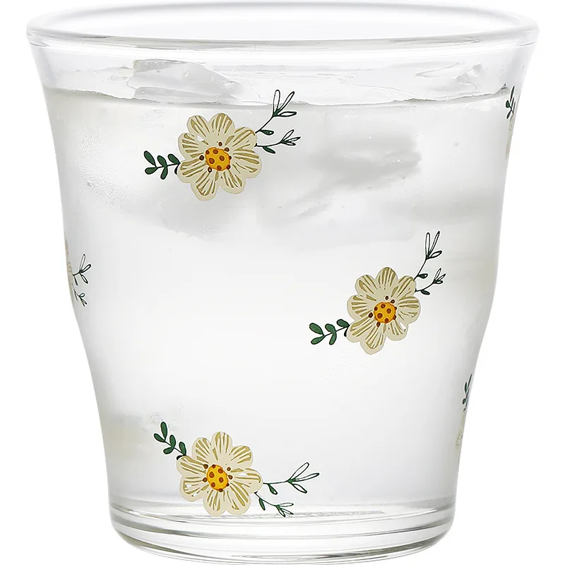 

Daisy glass cup water cup household cup high temperature resistant milk cup glass mug