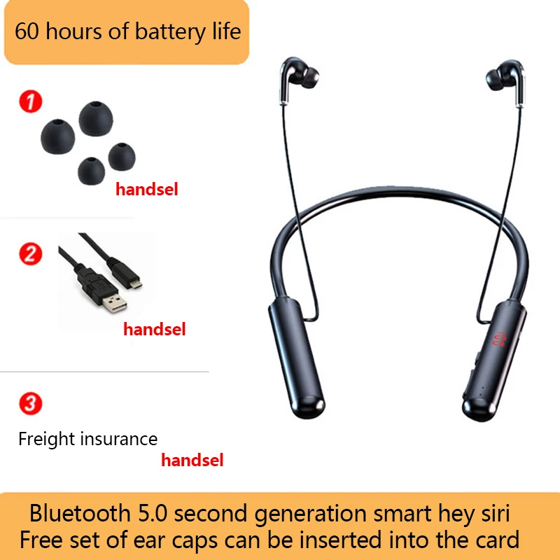 New 5.0 wireless neck hanging Bluetooth headset with live display wireless Bluetooth headset enlarge