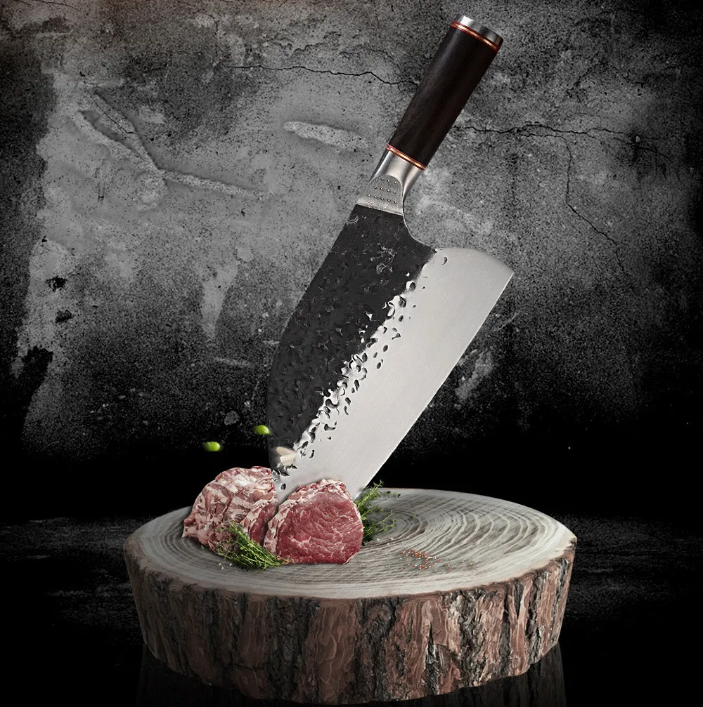

Кованый кухонный нож из нержавеющей стали, резец мясника с широким лезвием, нож для нарезки мяса, нож сербский шеф-повара, Ручная ковка, для к...