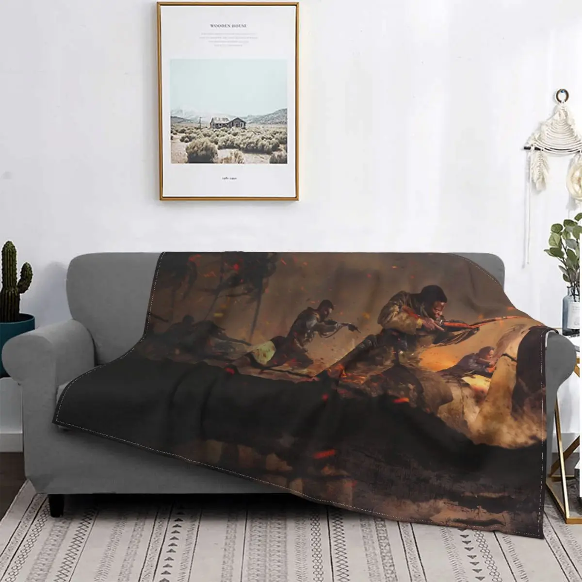 

COD Martin Shooting Game Soldier Portable Warm Throw Blankets for Bedding Travel
