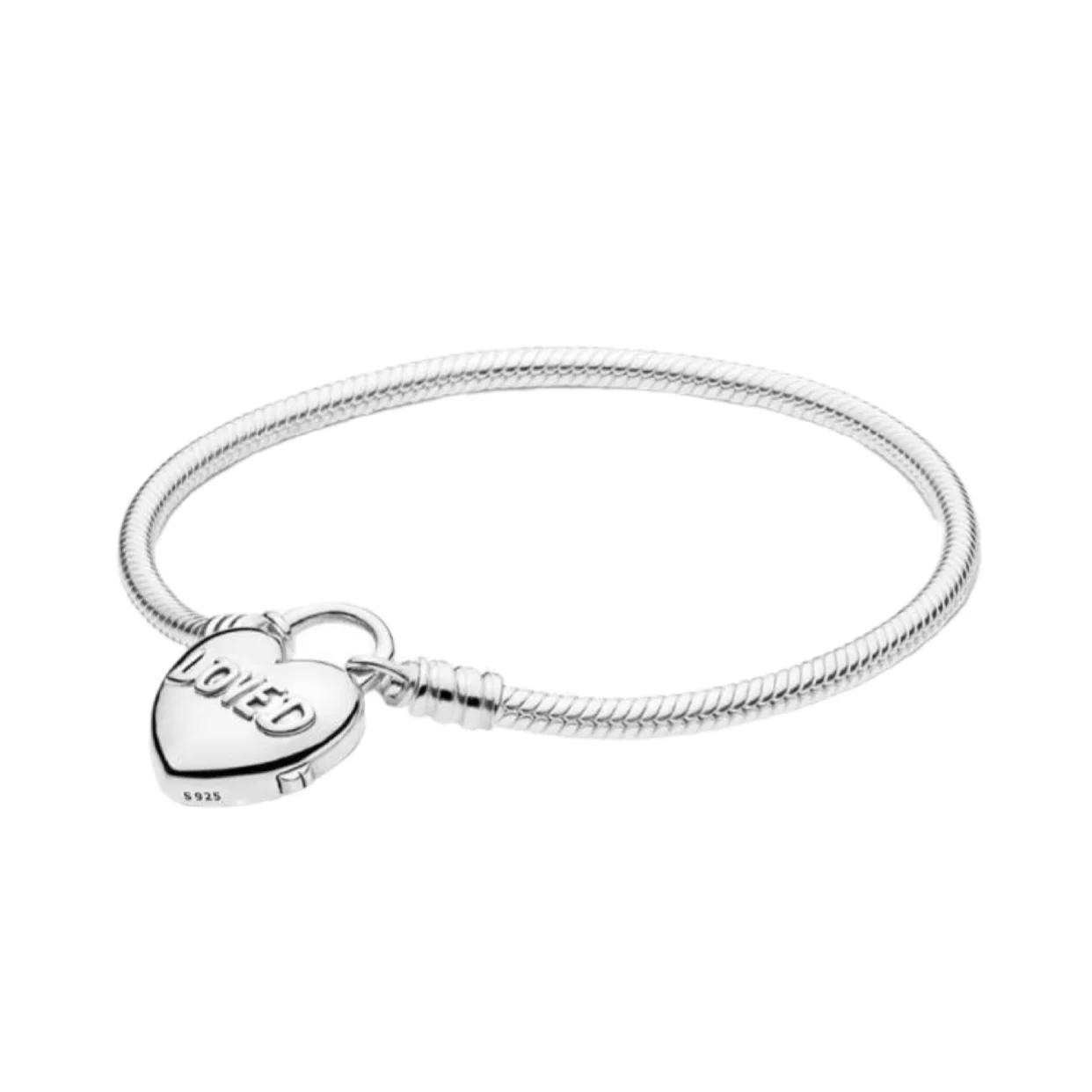 

Hot Sale Real 100% 925 Sterling Silver pan bracelet Love heart crystal bracelet For Women Fit Original DIY Charm Jewelry
