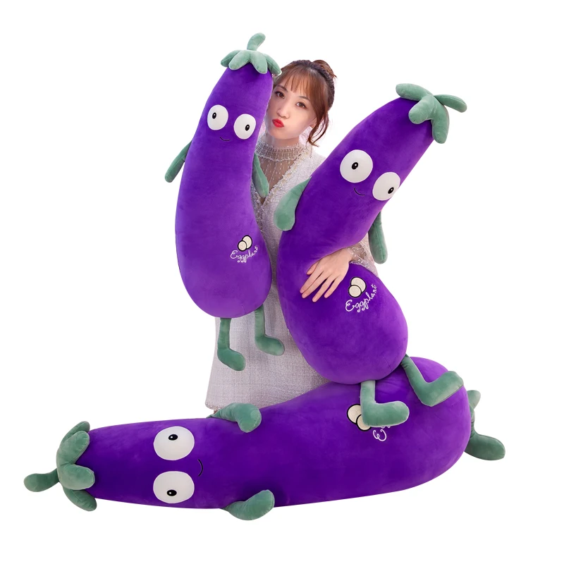 

1pc 70-90cm Simulation Purple Eggplant Toys For Children Kids Cute Stuffed Plush Plant Creative Doll Home Decor Christmas Gift