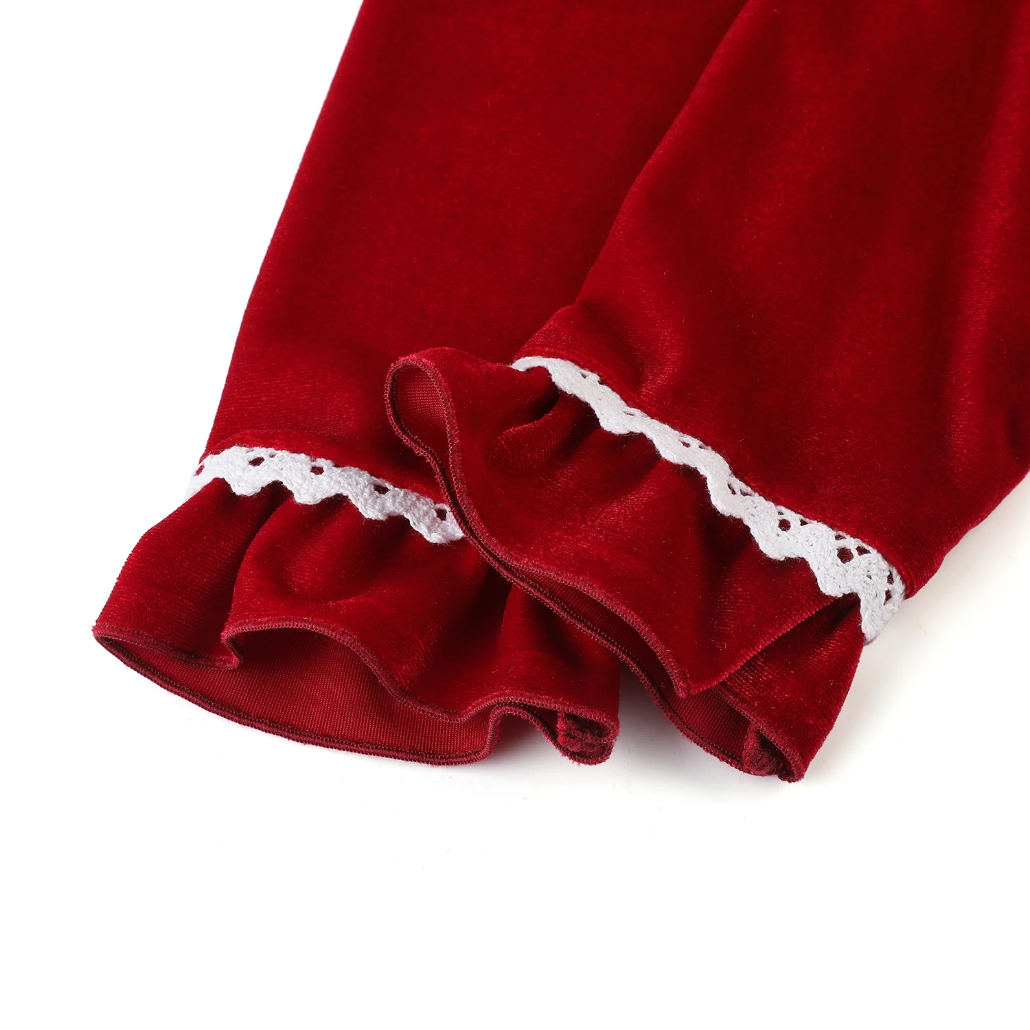 Pijamas de Navidad de terciopelo rojo para ni&ntilde;os, vestidos de noche con encaje blanco de ajuste, Pjs Vintage, camis&oacute;n para ni&ntilde;as-2
