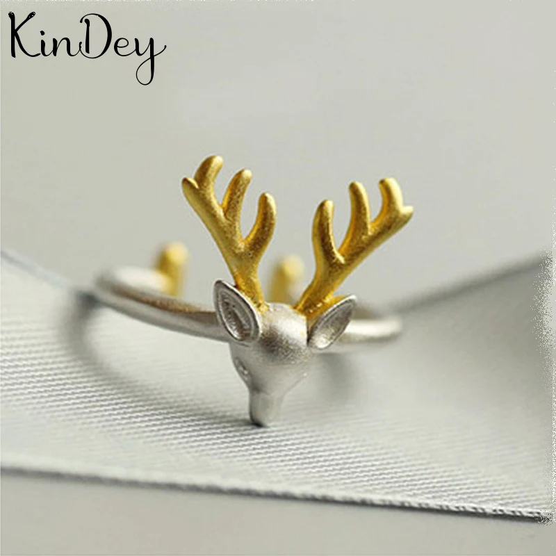 Kindey винтажные серебряные олени ручной работы регулируемый размер|Кольца для