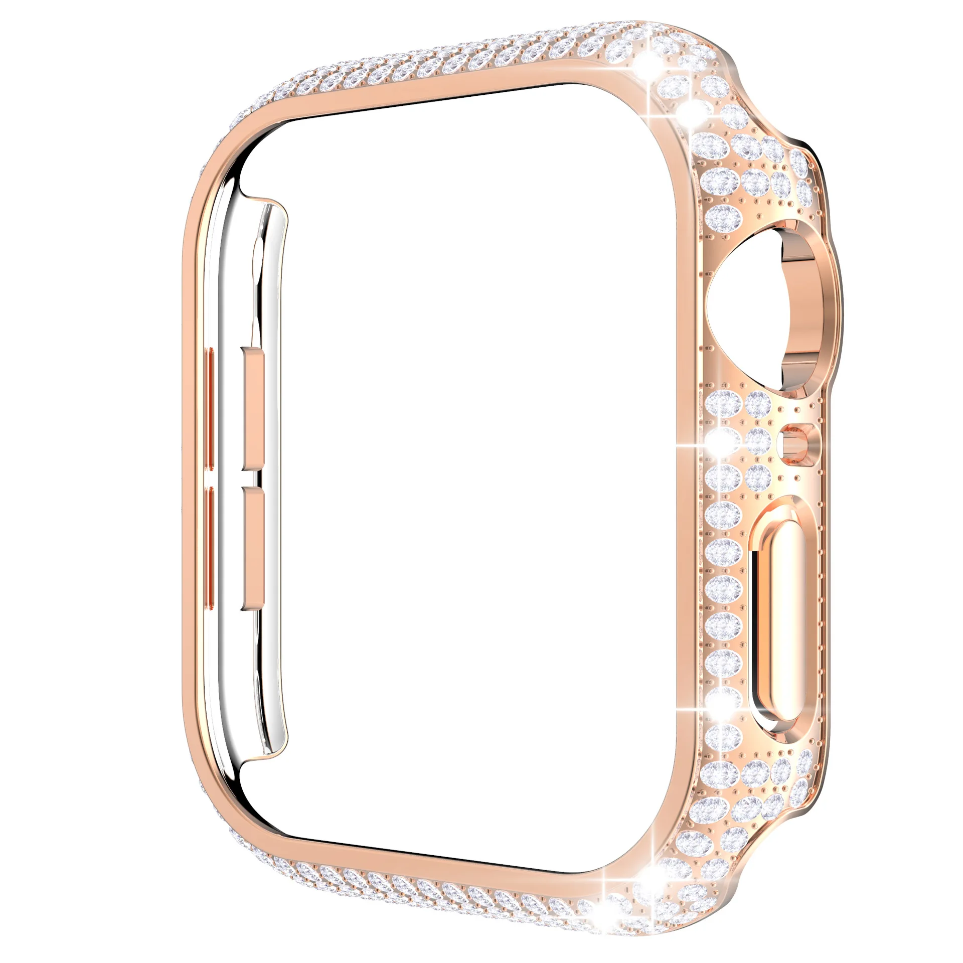 

Fully Paved Diamonds Protective Bumper for Apple Watch Case 38mm 40mm 42mm 44mm Bling Case for iWatch SE Series 6 5 4 3 2 1