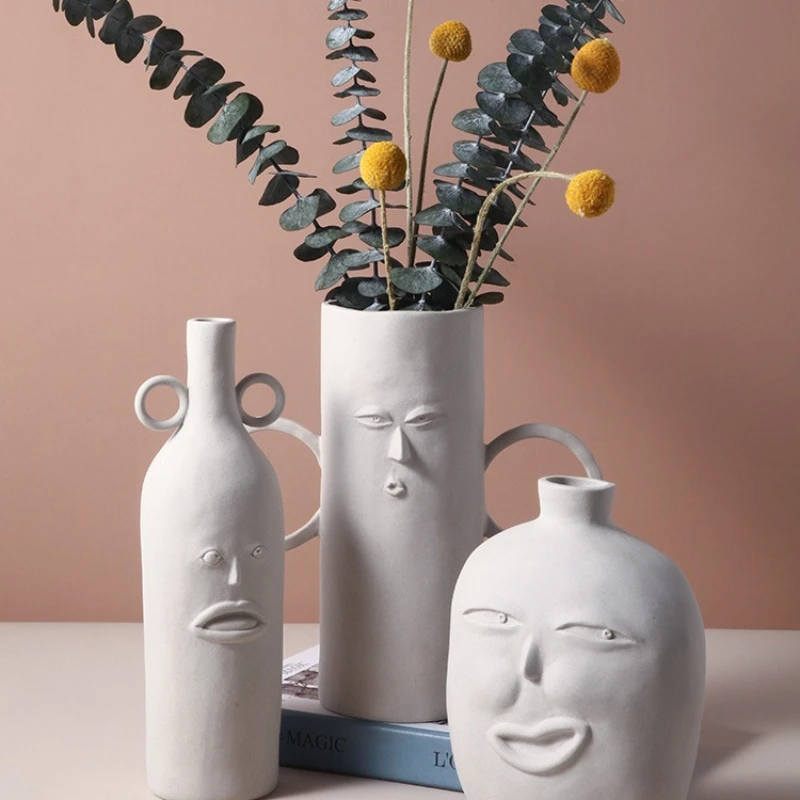 

Nordic Minimalist Ceramic Vintage Vase Decoration Home Creative Luxury Flower Vase Cozy Home Decor Jarrones Room Decor BC50HP