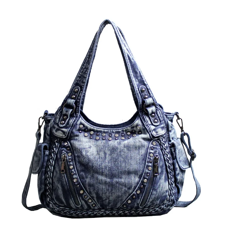 

Trend Brand Women's bag 2021 Fashion Denim Handbags Female Jeans Shoulder Bags Weave Design Women Tote Bag messenger bags