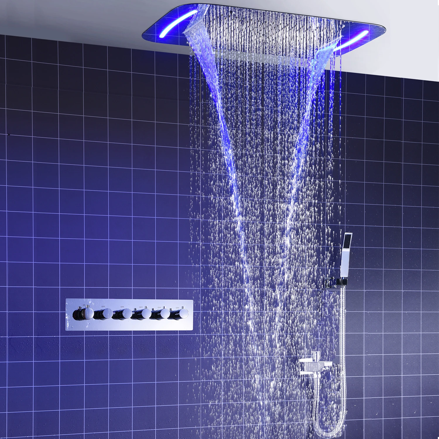 Большая круглая душевая панель многофункциональный смеситель с эффектом дождя