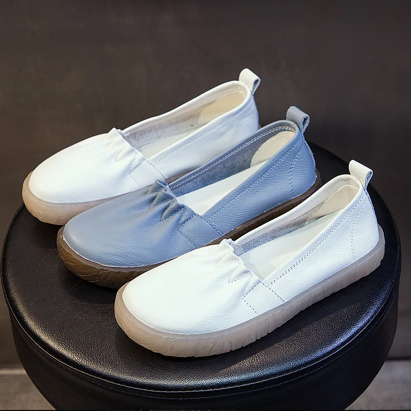 

Новинка Весна 2021 обувь из искусственной кожи белые женские туфли для беременных женские туфли на очень мягкой подошве обувь на плоской подо...