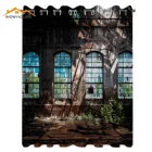 Промышленные шторы, интерьер В индустриальном стиле с высокими старыми окнами, руинами, коридором, станцией Shadow, оконные драпировки для гостиной, спальни