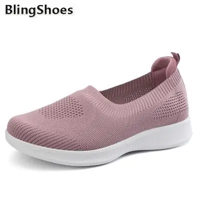 

2021 new woman sneakers lightweight mesh single shoes running mother soft bottom slip on plus size casual walking ladies shoes