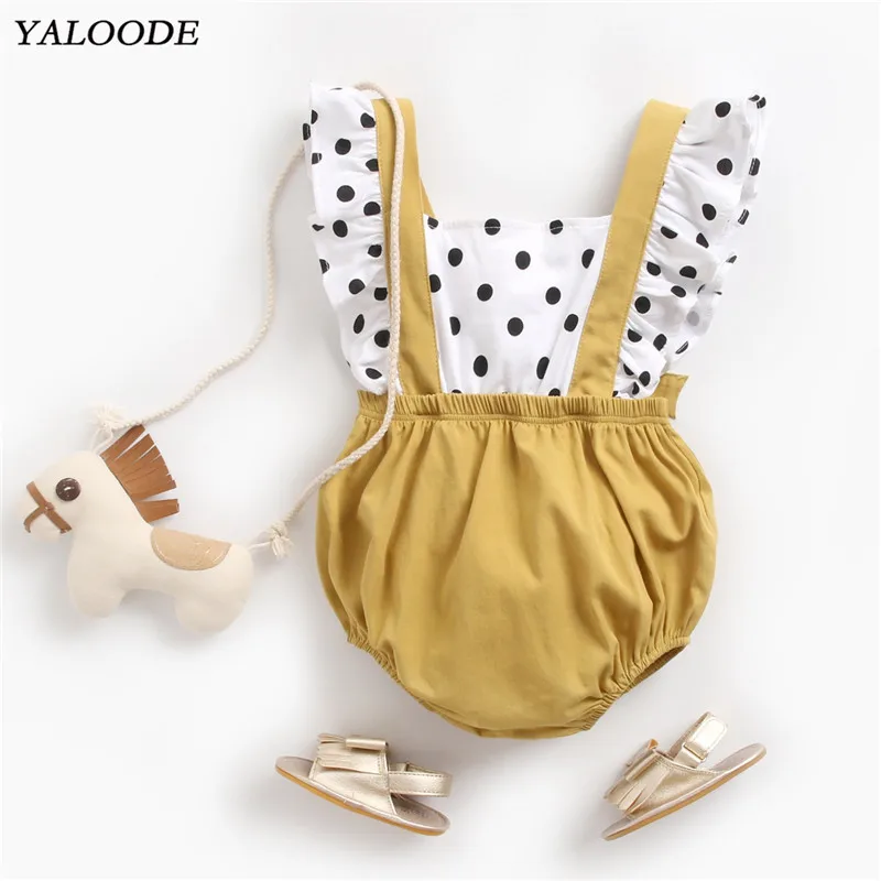 YALOODE летний модный комбинезон для новорожденных маленьких девочек хлопковый в
