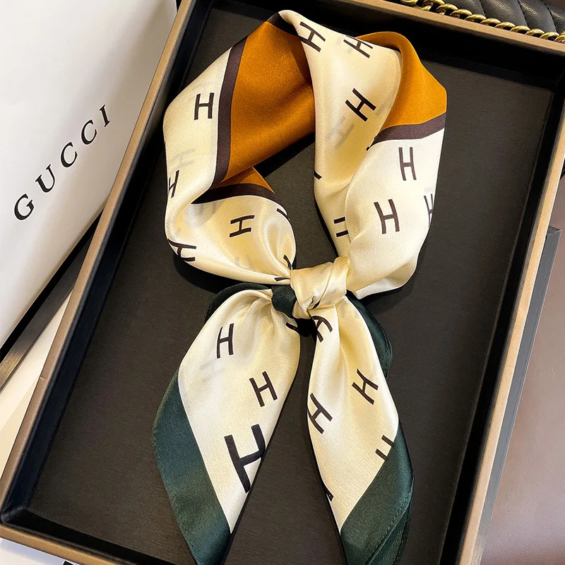 

Женский шёлковый шарф-повязка на голову, с принтом