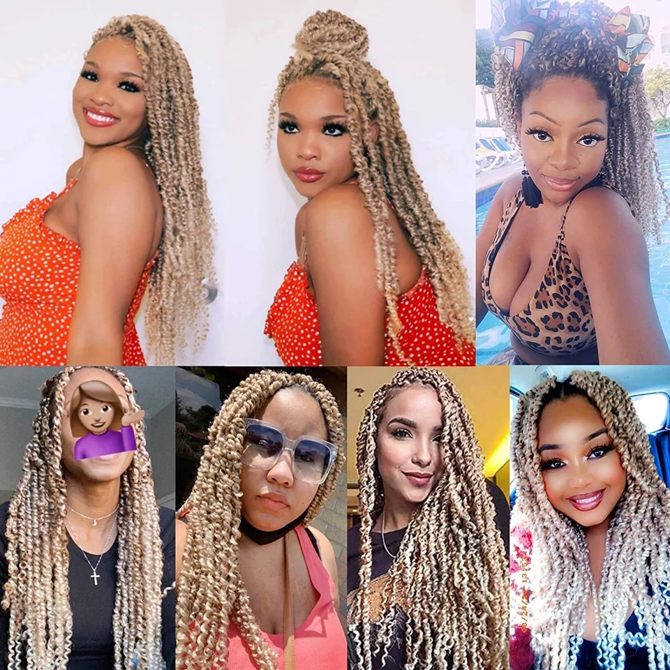 

Beiyufei Synthetic Passion Twist Crochet Hair Braids 18Inch 22 Strands Braiding Hair Extensions Synthetic Curly Braids For Women