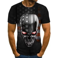 punk mens 3d printing skull print sweat absorbent breathable t shirt o neck fashion trend top streetwear hot sale