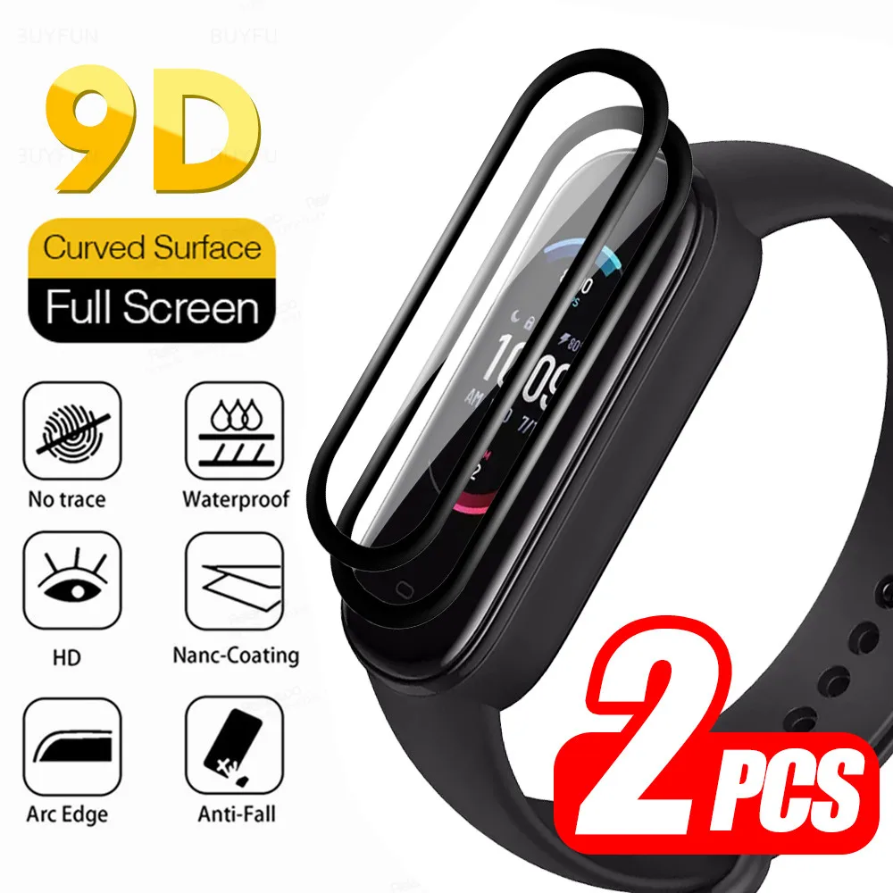 

2pcs For Huami Amazfit Band 5 Glass 9D Full Curved Smart Wristband Soft Protective Glass For Amazfit Band5 Screen Protector Film