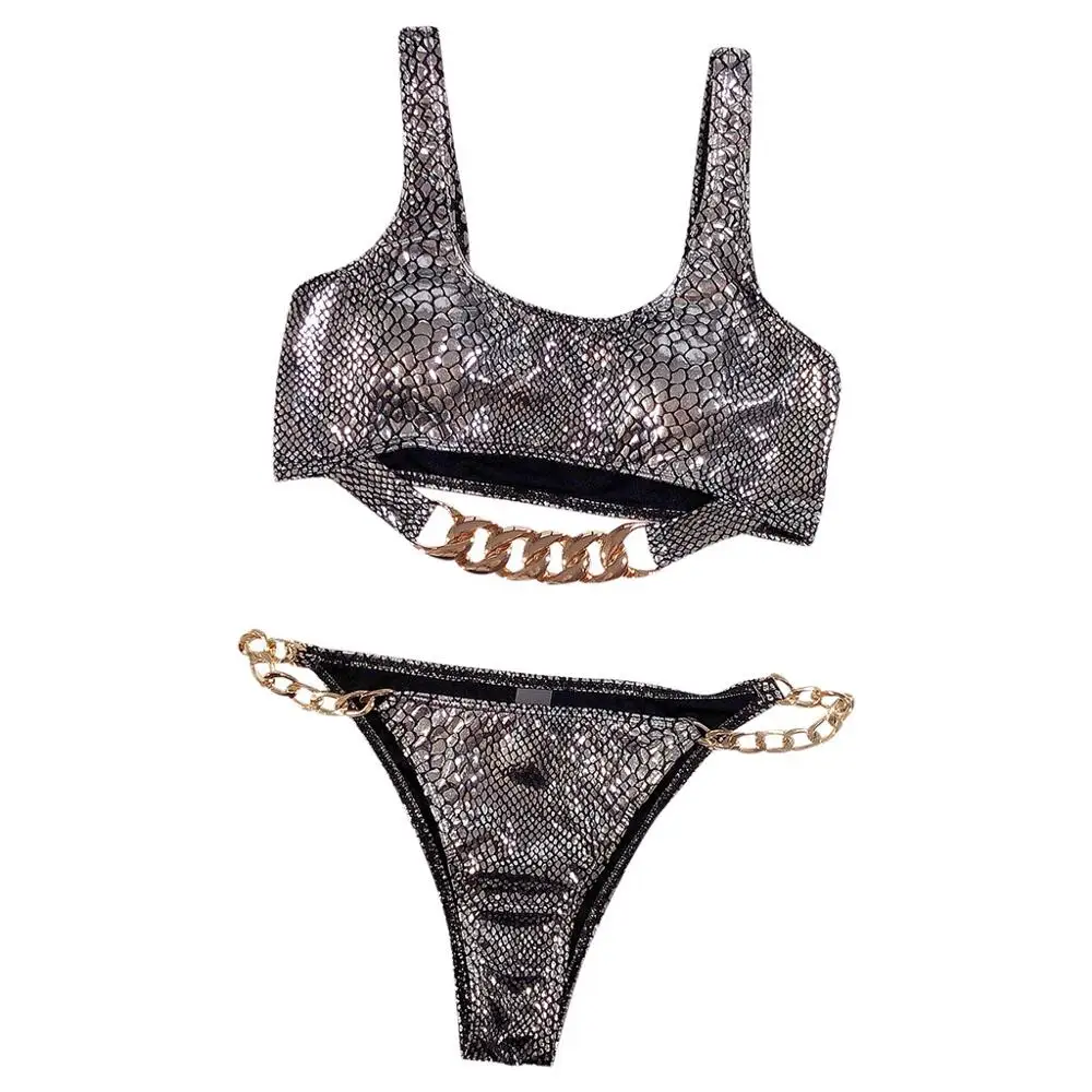 Модные сексуальные купальники из двух частей женские с леопардовым принтом