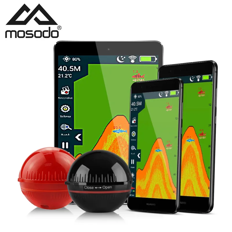 

Беспроводной рыболокатор Mosodo, устройство для поиска рыбы на глубине воды до 48 м и 160 футов, приложение для смартфона, для озерной и морской ры...