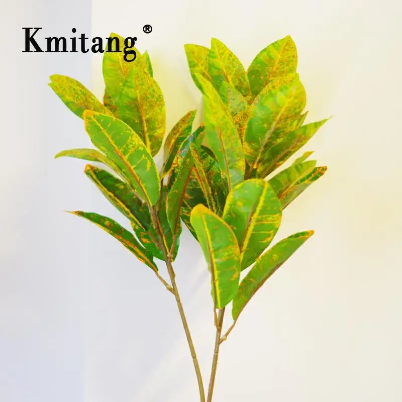 

52cm 3 Fork Tropical Plants Artificial Tree Plastic Magnolia Leaves Fake Leaf Real Touch Tree Foliage For Home Office Decoration