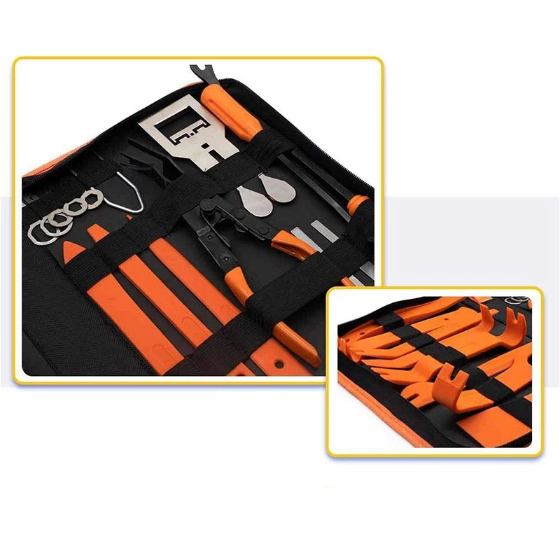 

25PCS Car Trim Removal Tool Kit Clamp Fastener Remover Pry Tool Kit with Storage Bag