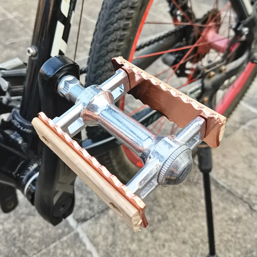 Ультралегкие ретро-велосипедные педали из дерева и алюминиевого сплава, складывающиеся, с подшипником, антискользящие, для BMX и дорожного велосипеда.