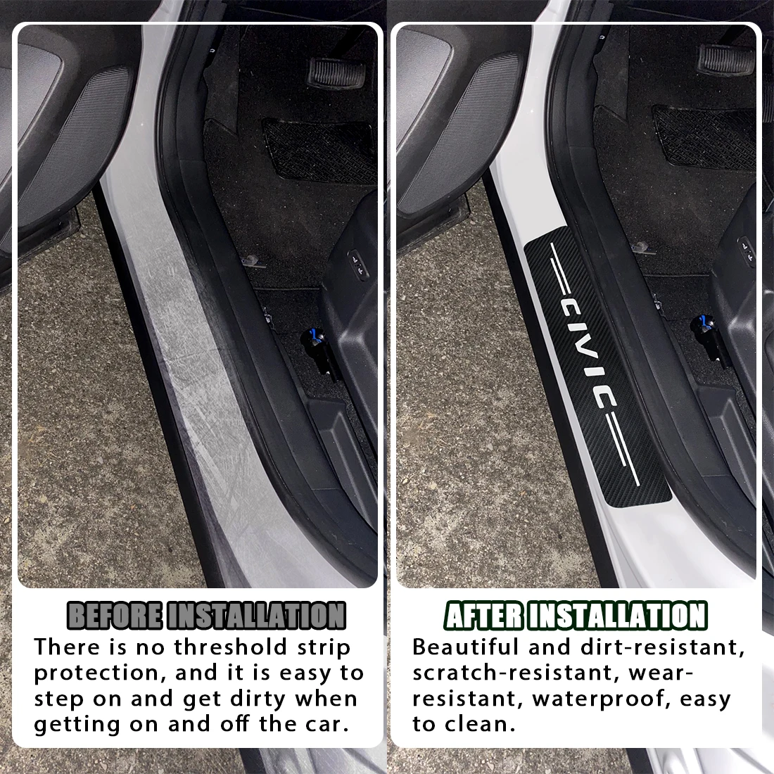 4 шт. наклейки из углеродного волокна для автомобильного порога 10 9 8 7 поколения 2006