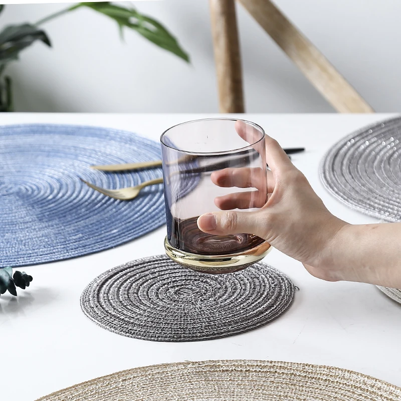

6pcs/set Round Ramie Insulation Pad Solid Placemats Linen Non Slip Table Mats Kitchen Accessories Decoration Home Pad Coaster