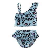 toddler kid baby girl swimwear leopard print bikini cute ruffle swimsuit 2020 summer bathing suit swimming costume blue new