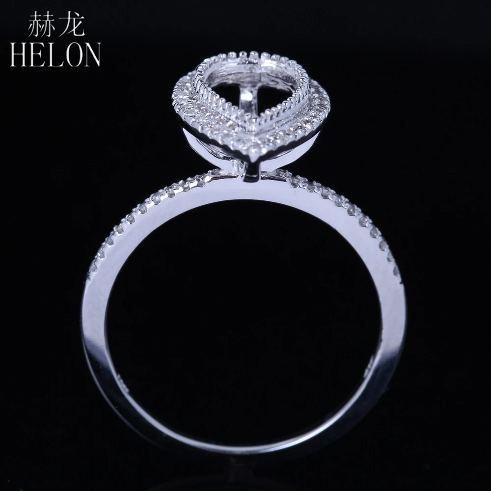 HELON 6x10 мм Груша одноцветное Белое золото 14 карат настоящие природные алмазы полу