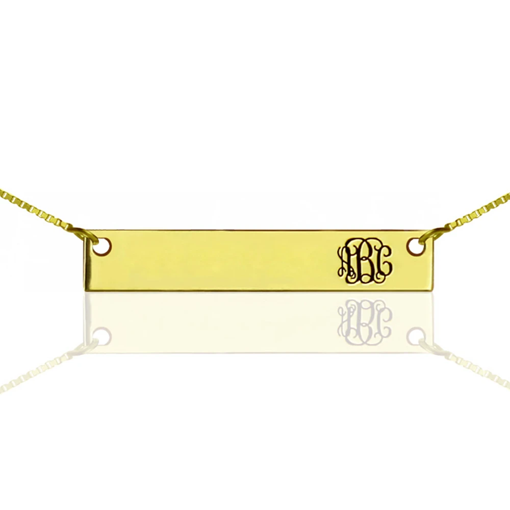 

Sweey Dropshipping Engraved Monogram Initial Bar Necklace Customized Necklace Silver/Gold Gift