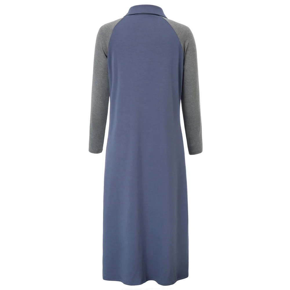 Женская одежда для сна на молнии халат спальни длинный рукав реглан лацкан