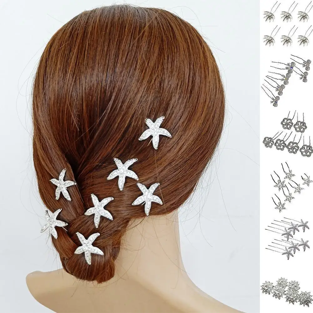 

L Wedding Bridal Starfish Star Flower Hair Pins Clips Hair Bridesmaid Crystal Hairpins Accessories A6q9