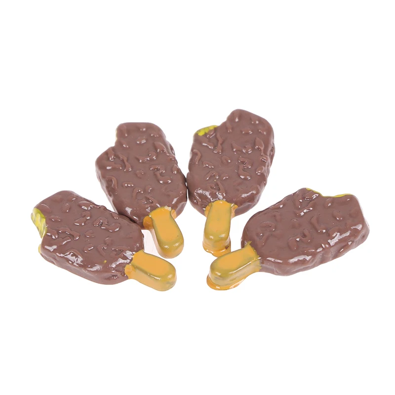 

4Pcs 1:12 Dollhouse Miniature Food Chocolate Popsicles Doll Kitchen Accessories