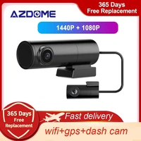 azdome bn03 mini 2k 1440p car dash cam front rear camera dvr detector with gps wifi fhd 1080p video recorder 24h parking monitor